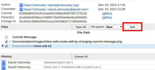 inline edit enter edit mode from file list